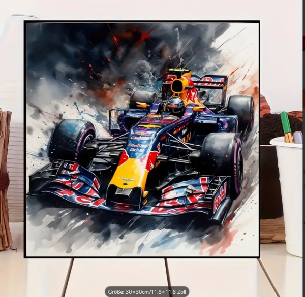 Diamond Painting 30x30 Red Bull Formel 1 Rennwagen Verstappen